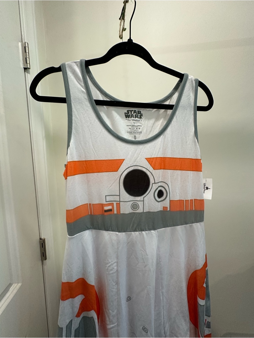 Her Universe Star Wars BB-8 Girls Tank Dress in White, Orange & Gray